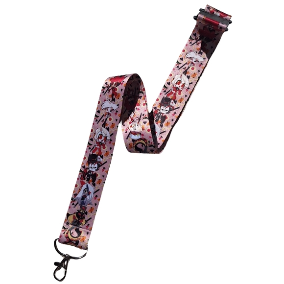 Hazbin Hotel Lanyard - Breakaway Clip & Lobster Claw Hook (Alastor Charlie Husk - Picture 1 of 10